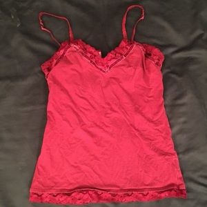 Women’s red maroon tank top shirt lace large L